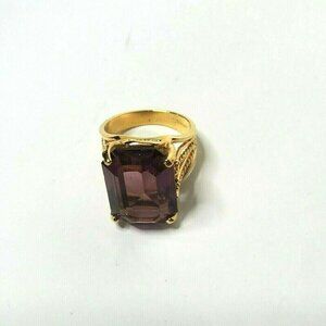 HGE 18 K Cocktail Ring Faux Amethyst Stone Size 7